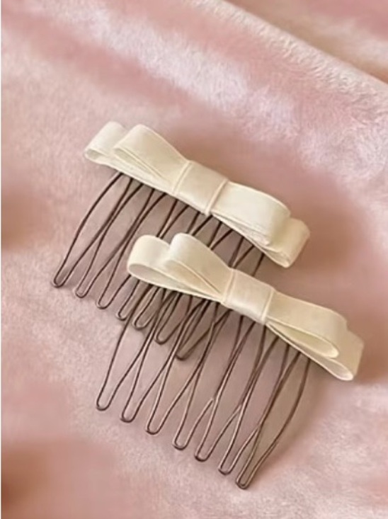 Accessories - Ivory Bow Hair Combs set of 2